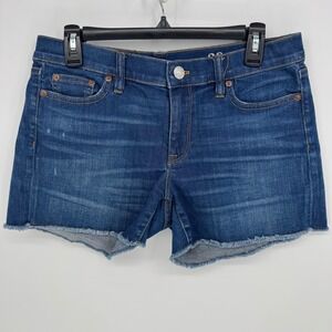 J Crew‎ Indigo Denim Cutoff Frayed Hem Shorts Womens Size 28 Dark Wash